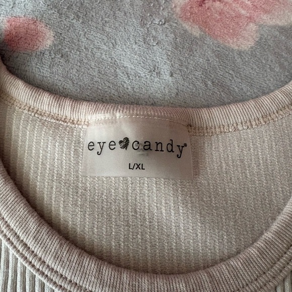 Eye Candy Ribbed Cream Tank Top - Picture 3 of 3